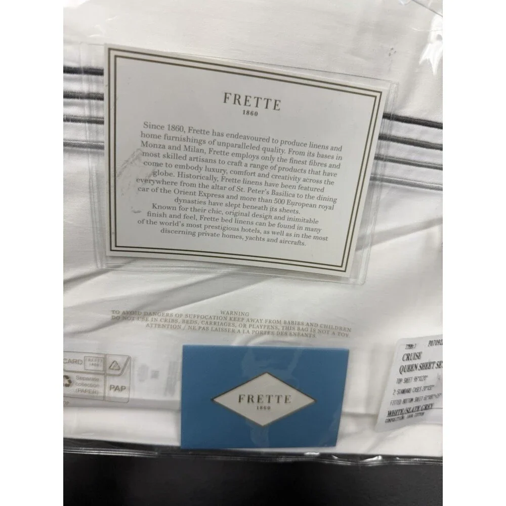 FRETTE Cruise QUEEN Flat Sheet +2 Standard Pillowcases